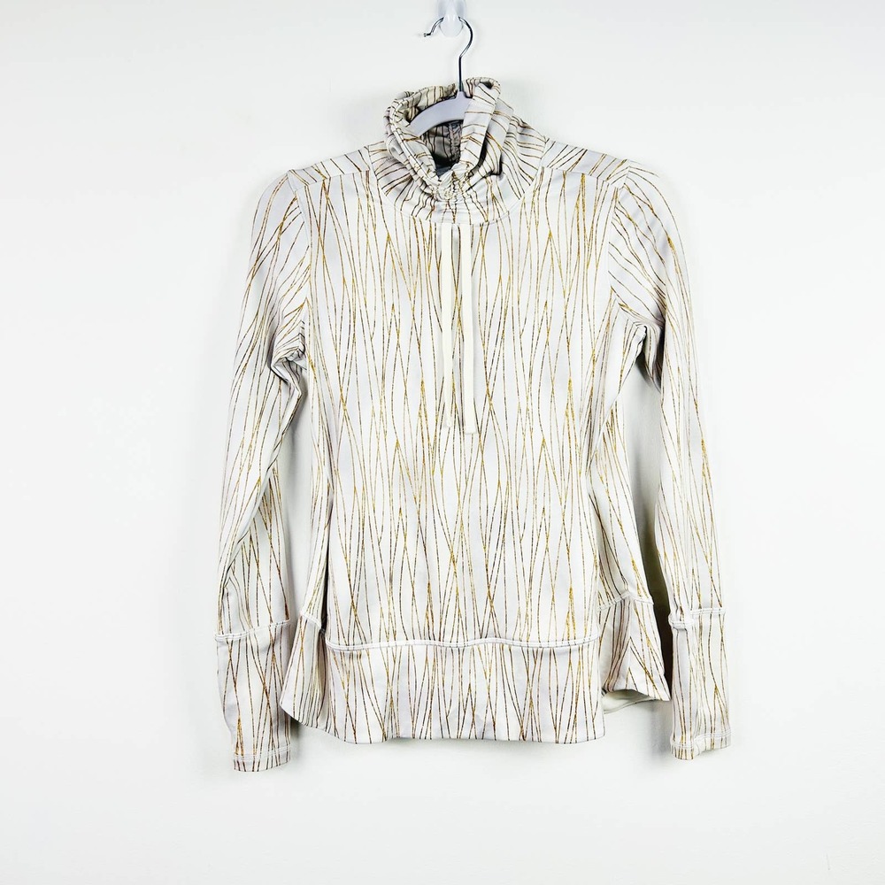 Calia Carrie Underwood Ivory Gold Stripe Pullover Sweatshirt Size XS